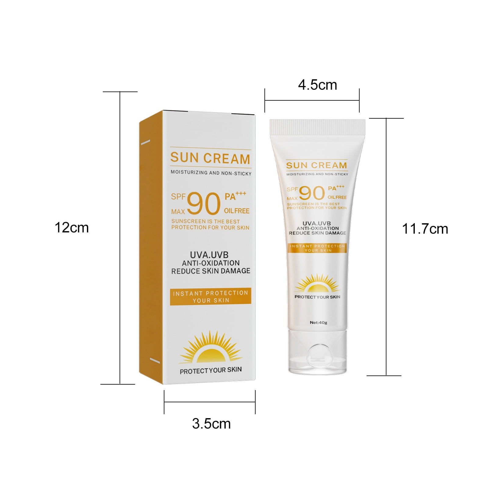 Alvantor Sunscreen Protective Cream SPF 50 for Face Body Moisturizer Physical Sunblock Non-Greasy No White Cast Summer Refresh, 1.4oz