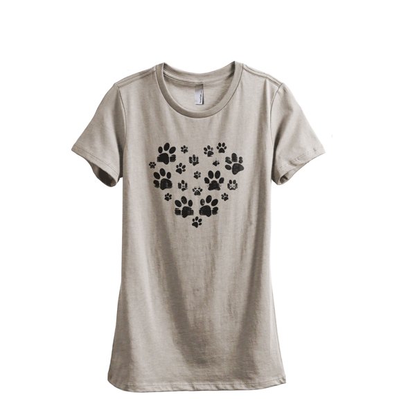 Paw Dog Heart Women's Fashion Relaxed T-Shirt Tee Heather Tan X-Large