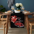 thumbnail image 2 of Valentine's Day Table Runner - 120 Inch Long, Kitchen Dining Table Runner Dresser Scarves, Red Love Heart Truck Black Modern Art Farmhouse Decor for Coffee Tables Wedding Party Banquet, 2 of 8