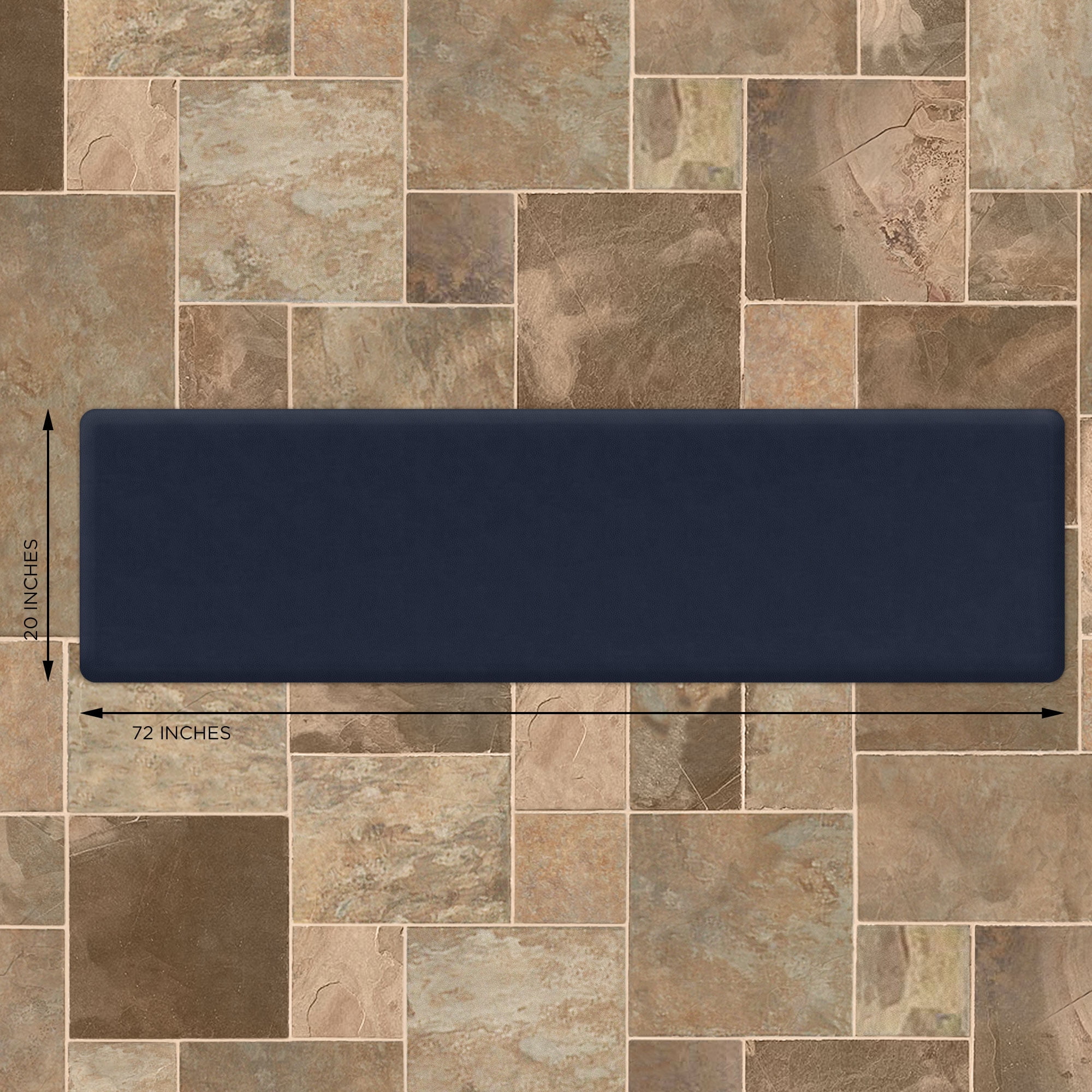 GelPro NewLife Anti-Fatigue Kitchen Runner Comfort Floor Mat-20x72-Leather Grain, Navy