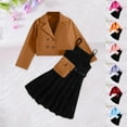 thumbnail image 4 of Odeerbi 6-14 Años Niñas Trajes de Verano de Algodón Slip Vestido de Solapa Con Muescas Blazer Chaqueta Con Bolsa de Tres Piezas Vestido Conjunto, 4 of 4