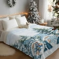 thumbnail image 3 of Christmas Flannel Blanket for Bed,Travel and Camping, Blue Plaid Xmas Gnome Pine Tree Box Snowflakes Super Soft Cozy Blanket for All Seasons 32"x48", 3 of 9