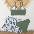 thumbnail image 7 of Gelikeya Girls Swimsuits Size 8-9 Kids' Swimwear 3 Piece Set Floral Bikini Tops Skirt Shorts Summer Holiday Hawaiian Beach Wear Cute Ruched Bathing Suit (Child, X03-Green), 7 of 7