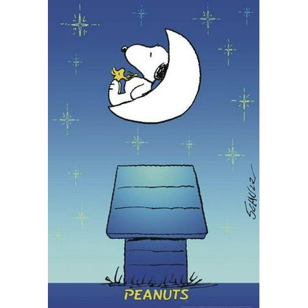 Peanuts - TV Show Poster / Print (GLOW IN THE DARK) (Snoopy & Woodstock Sleeping On The Moon) (Size: 27