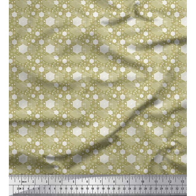 Soimoi Moss Georgette Fabric Hexagon Shirting Printed Fabric 1 Yard 42 Inch Wide