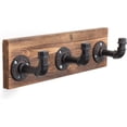 thumbnail image 3 of MyGift 3-Hook Wall Mounted Burnt Wood Coat Hooks, Industrial Style, 3 of 6