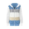 thumbnail image 5 of IROINNID Reduced Hoodie Jacket for Women Winter Fall Warm Zipper Shearling Jacket Long Sleeve Casual Hooded Stripe Coat,Blue, 5 of 5