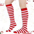 thumbnail image 2 of GPOECD Chaussettes Mi-Mollet à Rayures pour Dames, Chaussettes de Performance de Noël Jusqu'au Genou pour Femmes, Bas de Fête Confortables Rouges,, 2 of 4