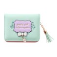 thumbnail image 1 of Fashion Small Pu Zip Pocket Card Holder Clutch Purse Tassel Green, 1 of 7
