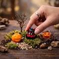 thumbnail image 6 of Halloween Pumpkin Decor, Funny Jack-o'-Lantern Tabletop Figurine with Black Horns, Small Orange Ornament for Shelf,Party and Indoor Home Decorations, 6 of 7
