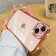 thumbnail image 4 of Compatible for iPhone 13 Case with Glitter Diamond Camera Len Protector,Bling Clear Crystal Cute Phone Case Shockproof Sparkly for iPhone 13(6.1'')-Pink, 4 of 10
