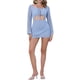 thumbnail image 2 of INSPIRAR CHIC Traje de baño para mujeres, cubre baño de ganchillo, traje de baño de verano, vestido mini de playa de malla hueca, color azul claro, 2 of 6