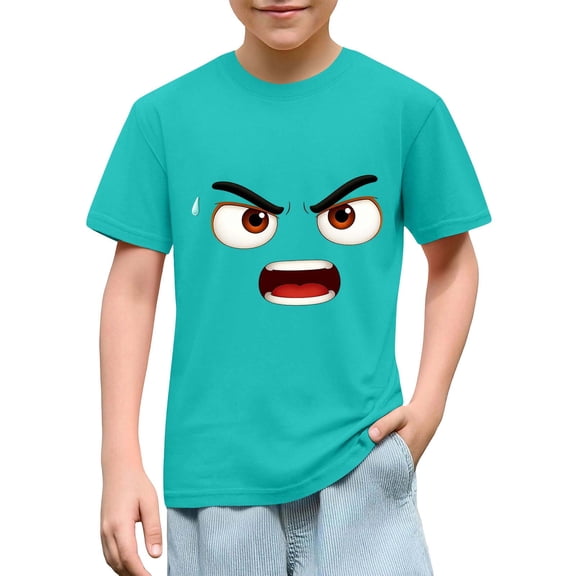 Muscularfit Cute Shirts for Teens Boys' Tops, Tees & Shirts Relaxed Fit Boys Cotton Graphic Tee Tshirt Short Sleeve Elastic Crew Neck Classic T-Shirt Green First Grade Shirt,7 Years