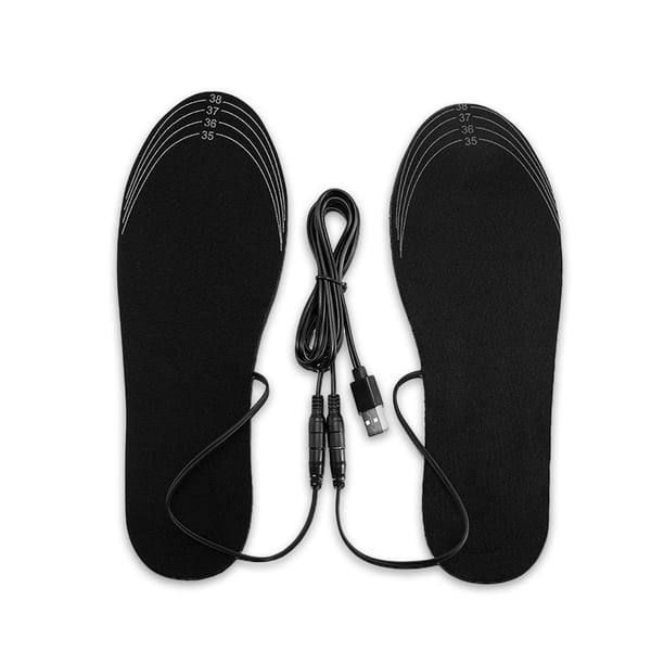 Plantillas calentadas por USB Pies Almohadilla de calentamiento de invierno Calefacción Térmica Recortable Desmontable Reutilizable Calentador de suela reemplazable 35-39 1 par Jumpingount OD003631-01