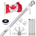 thumbnail image 1 of ZMTECH Ensemble de Mât de Drapeau de 5 Pi avec Lampe Solaire – Ensemble Extérieur en Acier Inoxydable avec Support Réglable à 180°, Sans Enchevêtrement D, 1 of 7