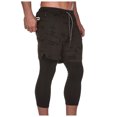 thumbnail image 2 of IYTR Men's 2 in 1 Running Shorts Compression Tights Workout Gym Fitness Sports Pants with Phone Pocket Brown L, 2 of 6