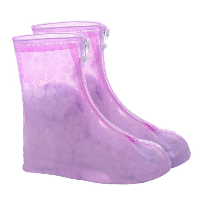 Housses de Bottes de Pluie à Fermeture Éclair Haute Imprimée à Pois Chaussures de Protection pour Femmes et Enfants
