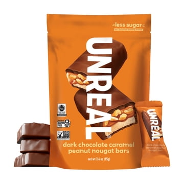 UNREAL Dark Chocolate Caramel Peanut Nougat Bar, 3.4 oz