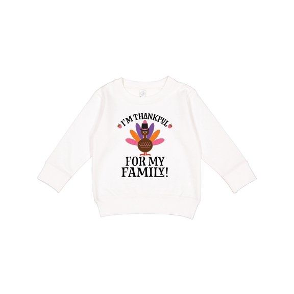 Inktastic Thanksgiving Girl Turkey Thankful for Family Toddler Sweatshirt