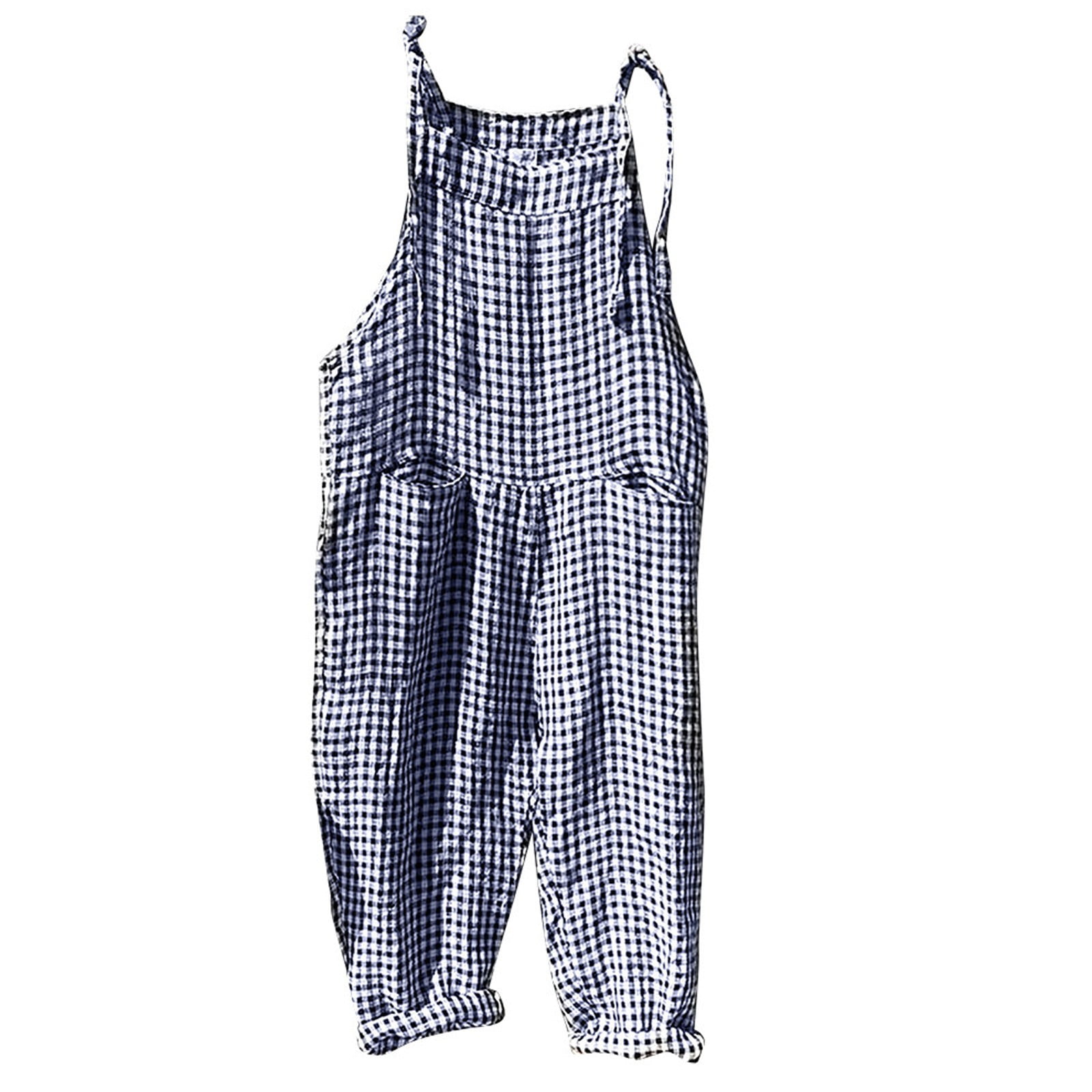 Kcodviy Womens Striped Linen Jumpsuits Harem Jumpsuit for Women 