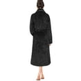 thumbnail image 2 of Women's Waffle Textured Satin Trim Fleece Robe (Black, S/M (US 6-10)), 2 of 8
