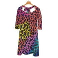 thumbnail image 6 of Neon Colorful Cheetah Print Sweetheart Knot Flared Dress Fashion Design Large Size Loose Dress Spring Summer Women Dress, 6 of 9