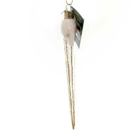- Old World Christmas SPARKLING ICICLE Glass Ornament Snow Covered Drop