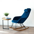 thumbnail image 2 of Jayce Mid-Century Modern  Tight Back Velvet Rocking Chair  in Blue, 2 of 7