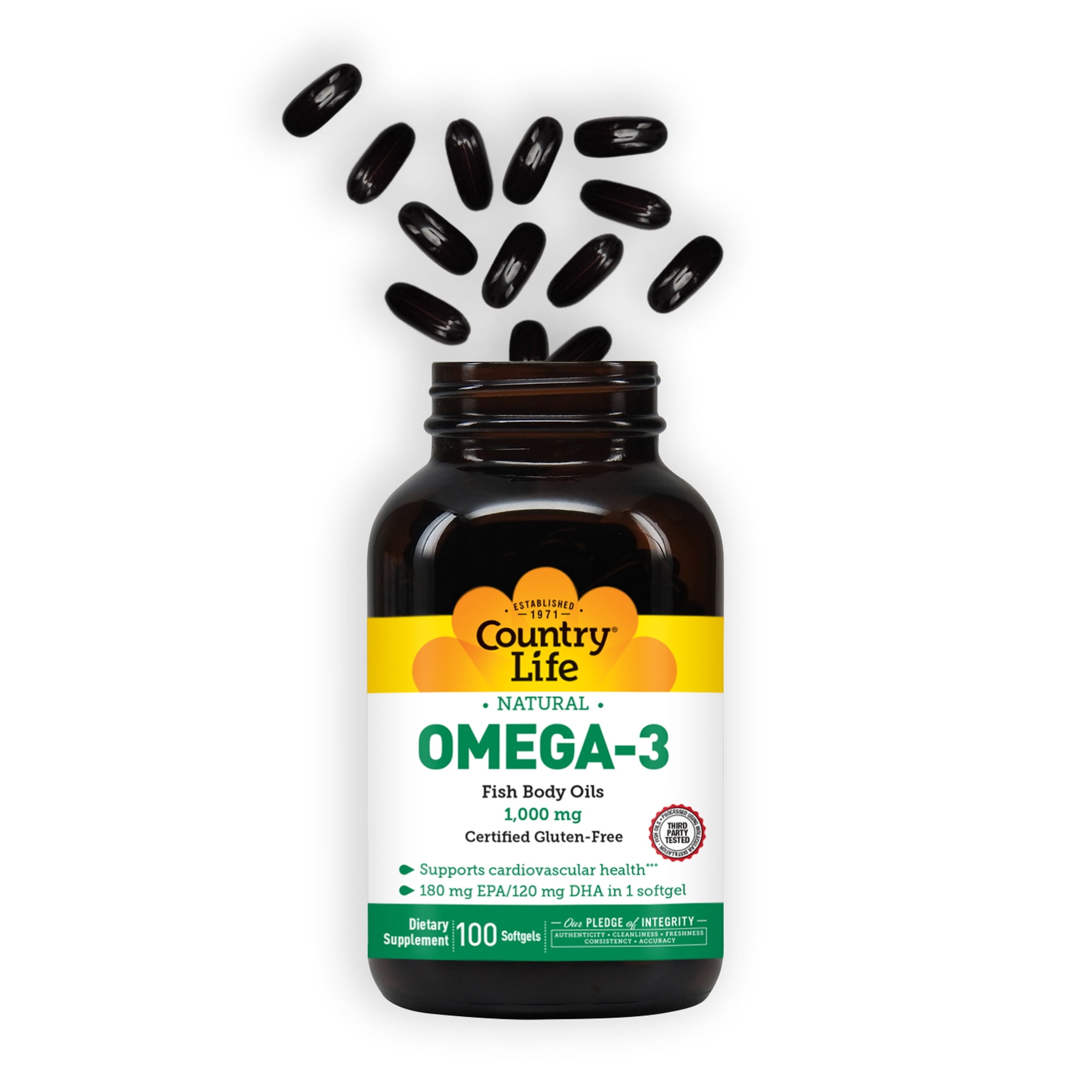 Country Life Omega-3 1000mg Fish Oil 100 Softgel