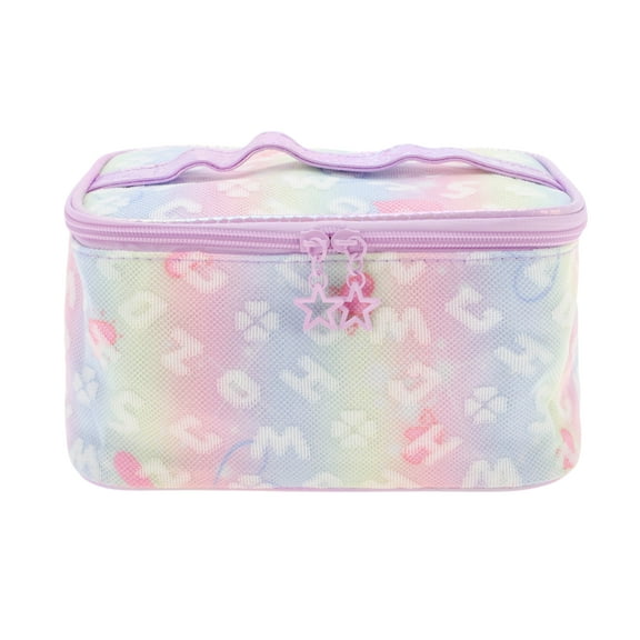 Unique Bargains 1 Pc Rectangle Ombre Letters Makeup Bag Purple Polyester