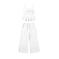 thumbnail image 3 of FRSASU Girls 2 Piece Sets Sleeveless Ruffled Hem Pleated Tops and Wide Leg Pants Summer Outfit Clothes for 4-15 Years White, 3 of 8