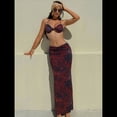 thumbnail image 4 of Vestido Maxi de Baño con Estampado Floral Triangular y Espalda Descubierta para Mujer Rojo L, 4 of 8