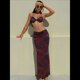 thumbnail image 4 of Vestido Maxi de Baño con Estampado Floral Triangular y Espalda Descubierta para Mujer Rojo M, 4 of 8