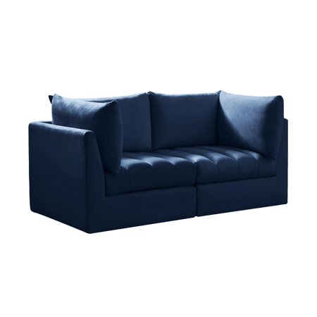 NAVY Velvet Channel Tufted Modular Sectional JACOB 649Navy-S66 Meridian Modern