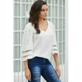 thumbnail image 4 of Blouse Ample à Manches Évasées Col en V Blanc/noir/rouge/bleu pour Femmes, 4 of 9