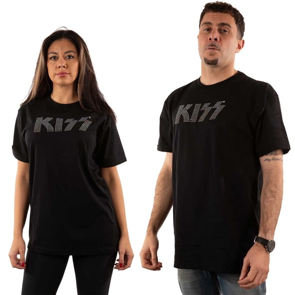 Men's KISS Logo (Diamante) Slim Fit T-shirt Small Black