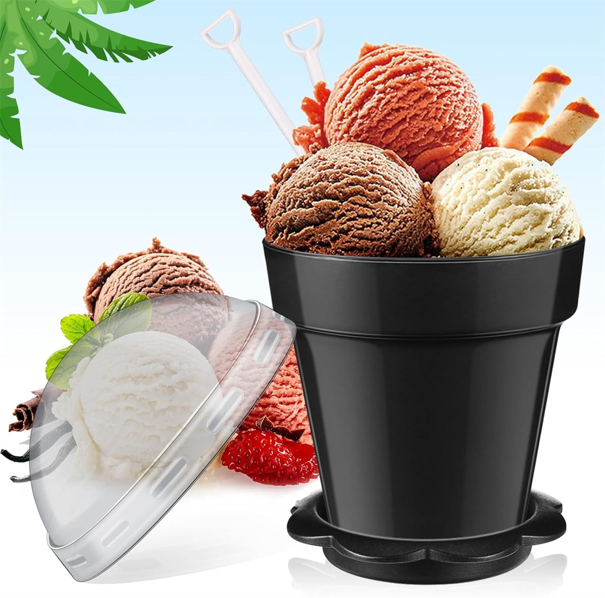 GIXUSIL 20 Pack Mini Flower Dessert Parfait Pots Cups with Lid and Bottom Tray, Plastic Cake Plant Nursery Pots for Succulent, Vegetable or Use as Dessert Containers (3 inch, Black)