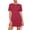 Red, variant on Women's Ruched Drawstring Short Sleeve Mini Dress Casual Wrap Style Soft Stretchy Fabric Multiple Colors