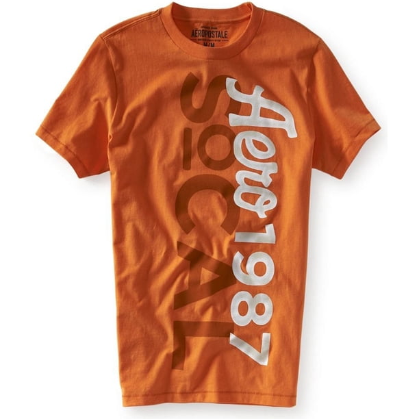 Aeropostale Hombre Puff Paint So-cal Camiseta Gráfica, Naranja, XX-Large