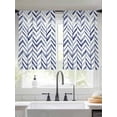 thumbnail image 2 of Blue Geometric Sheer Curtains 54 Inch Length 2 Panels for Living Room, Watercolor Chevron Abstract Voile Kitchen Curtain Set, Luxury Privacy Drapes Window Treatment for Bedroom, 2 of 7