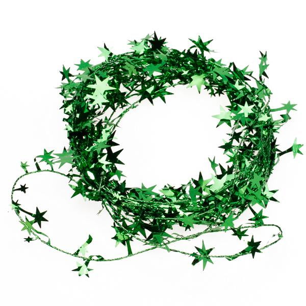 Guirnalda de alambre de oropel en forma de estrella roja de 23 pies Decoración de fiesta de árbol de Navidad Verde Sunnimix Guirnalda estrella