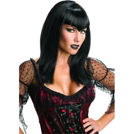 Black Glitter Vamp Costume Wig Adult One Size