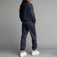 thumbnail image 3 of Kixjoy Jogging Suits for Women Plus Size Sweatshirts and Pants Sets Long Sleeve Quarter Zip Fashion Sweatsuits Plain Thermal Fall Womens Clothing, Navy S, 3 of 4