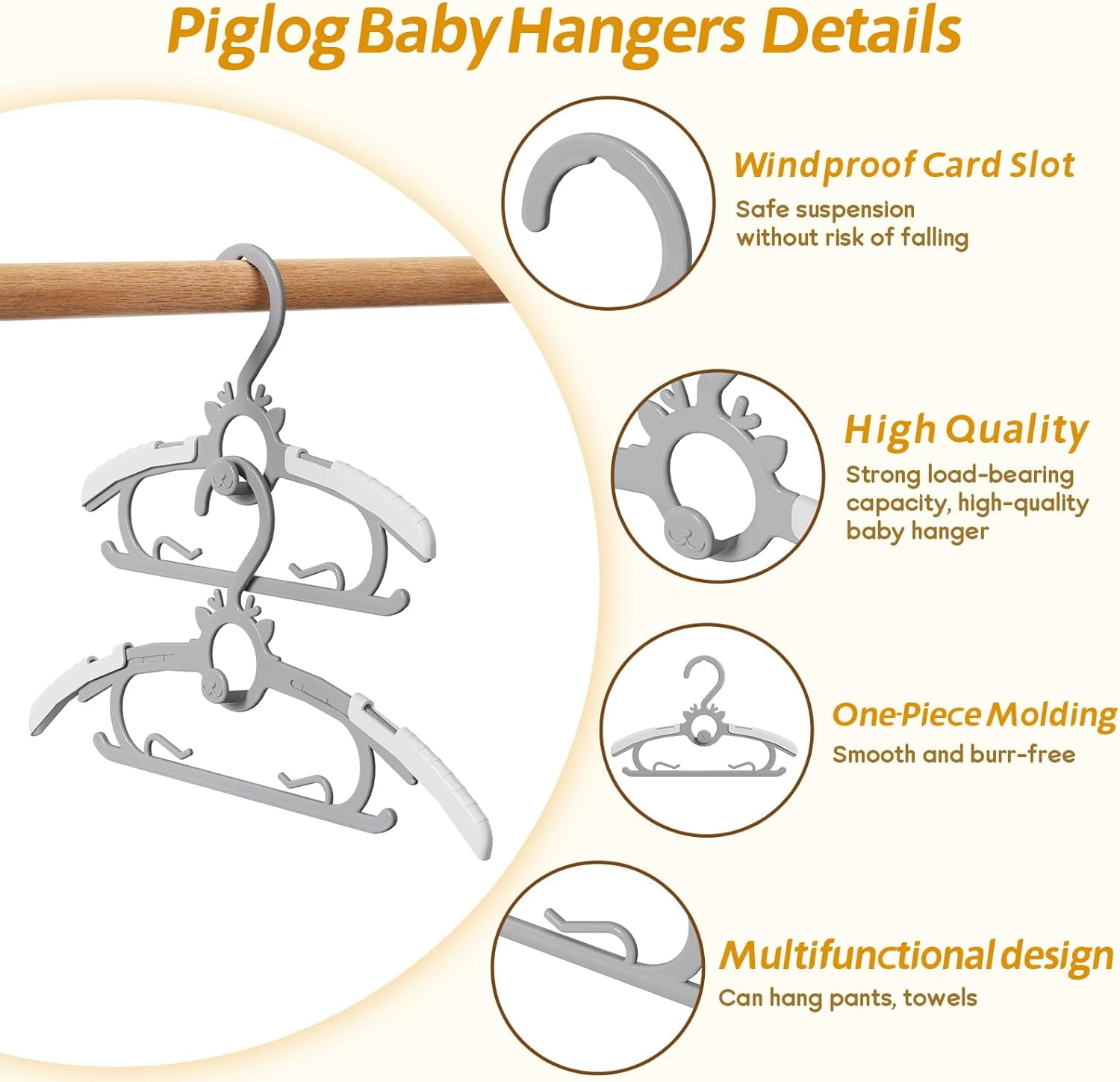 Toddler Hangers 60PCS, 11"-14" Extendable and Stackable Baby Hangers, 45g Ultra-Thick Space Saving Non-Slip Plastic Hanger for Infant, Kids and Nursery Closet