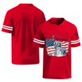 thumbnail image 3 of Zimjoy Men's 250th 4th of July Baseball T-Shirts Cotton V Neck USA Flag Liberty Statue 1776-2026 Print Striped Sleeve Independence Day Casual Wear Red M, 3 of 5