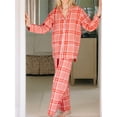 thumbnail image 2 of Niusricy Women’s 2 Piece Christmas Pjs Set Ladies Comfy Cute Loungewear Scalloped Trim Long Sleeve Shirt Button Up Tops + Elastic Waist Pants Set Jun Cute Daily Pajamas for Christmas Party, 2 of 3
