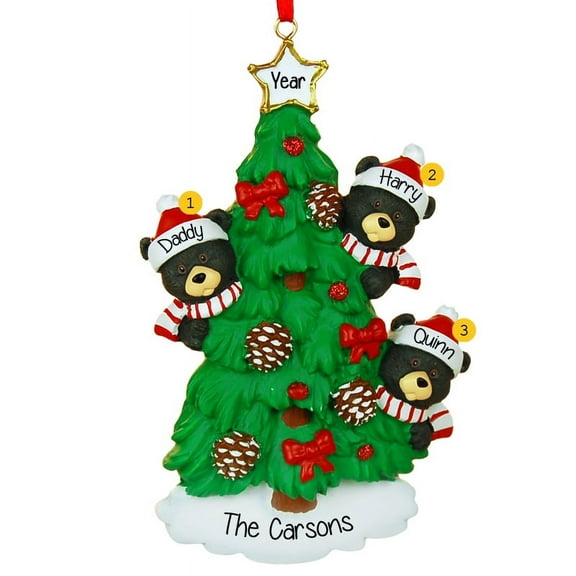 Rudolph and Me Bear Tree Family Personalized Christmas Ornament, 3 Count, 4 oz