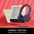 thumbnail image 2 of MYZI Auriculares para niños con cable, plegables para colocar sobre las orejas para niños con micrófono, con cable sin enredos, 85 dB, volumen seguro, para iPad, escuela y avión, color azul marino, 2 of 5