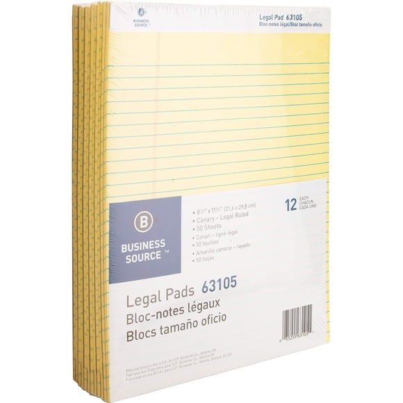 Bloques legales con rayas Business Source, papel canario microperforado