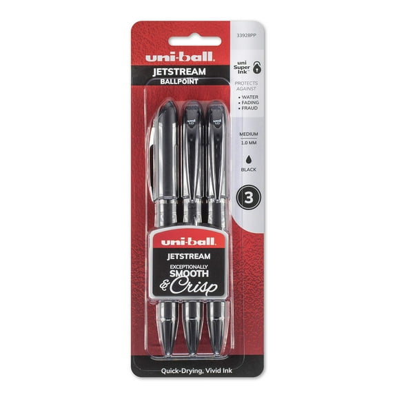 uni-ball Jetstream Ballpoint Pens, Bold Point (1.0mm), Black, 3 Count